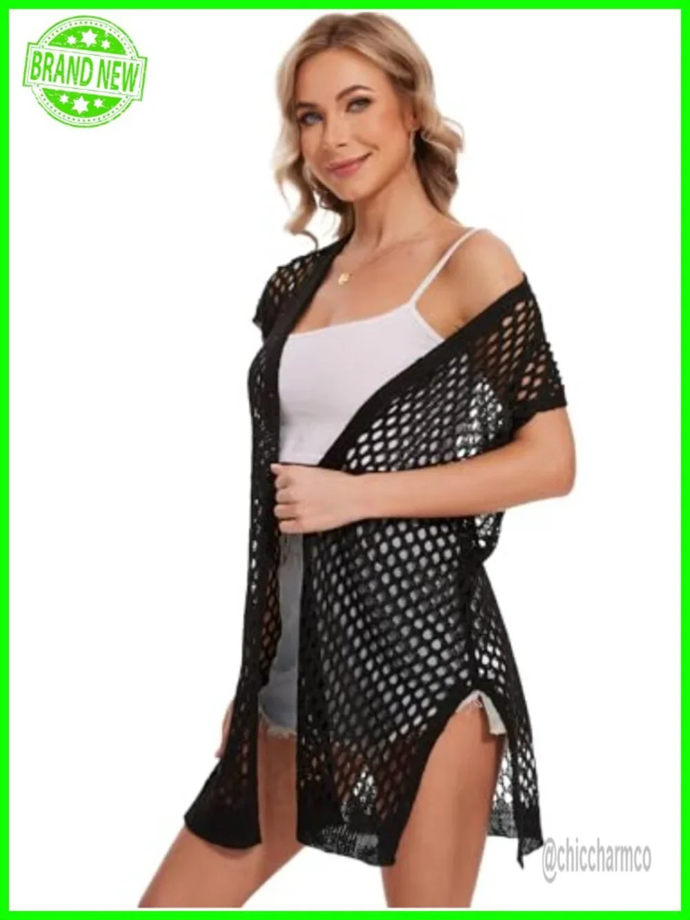 Sleeveless Open Front Crochet Cardigan Duster Vest Long Length Knit